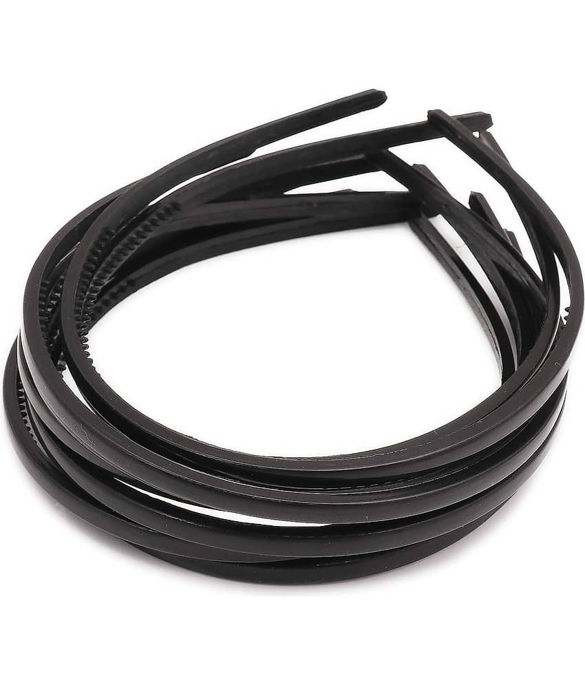 VSAKSH Women's Pack of 2 Black Plain Craft Plastic Hair Bands