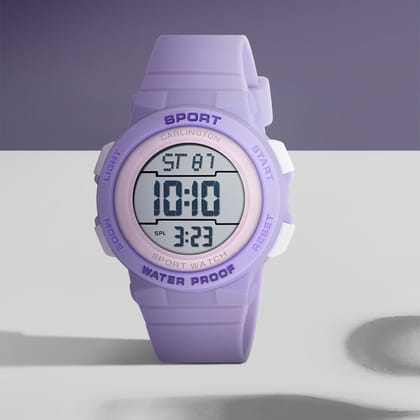 Carlington Kids Digital Watch for Boys and Girls Age 2 to 14 Years Red Purple Black Colour Band with Alarm and Date Display - CT_9123