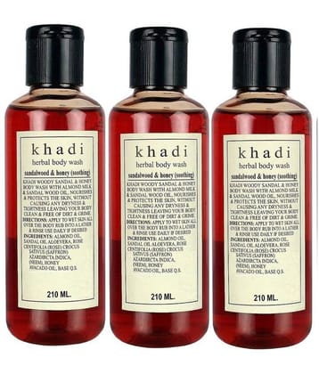 Khadi Herbal Sandalwood & Honey Body Wash 210 ml Pack of 3