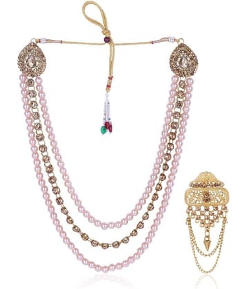 Dulha groom sherwani Necklace/Moti Mala for Men for wedding | Groom Mala and Brooch Set