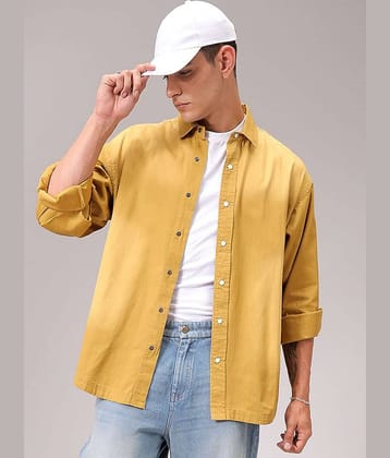 The Indian Garage Co Men Cutaway Collar Solid Cotton Oversized Casual Shirt