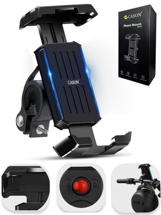 CASON -Mobile Holder for Bikes,Scooty/Cycle Phone Holder Mount,Anti-Shake Design,Switch Lock Behind,Cushioning Pads,360 Rotation for Handlebar Compatible with All Phones for Maps,GPS(Black) CASON -Mobile Holder for Bikes,Scooty/Cycle Phone Holder Mount,A