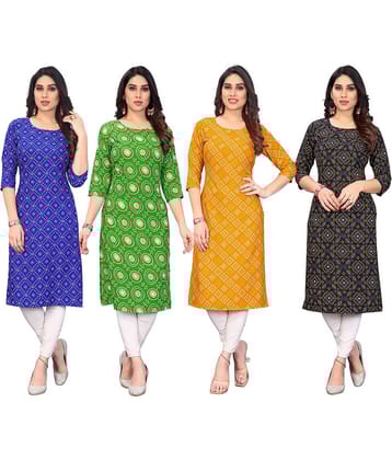 KETAKI FASHION Crepe Printed Straight Women's Kurti - Multicolor ( Pack of 4 )