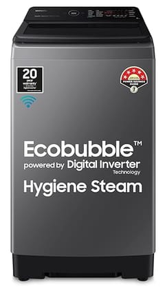 Samsung 9 Kg 5 Star Wi-Fi Enabled Inverter Fully Automatic Top Loading Washing Machine (WA90BG4582BDTL Versailles Gray, In-Built Heater, Ecobubble)
