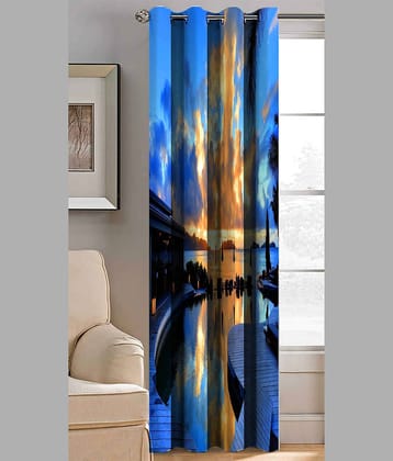 BELLA TRUE Abstract Printed Semi-Transparent Eyelet Curtain 9 ft ( Pack of 1 ) - Multicolor