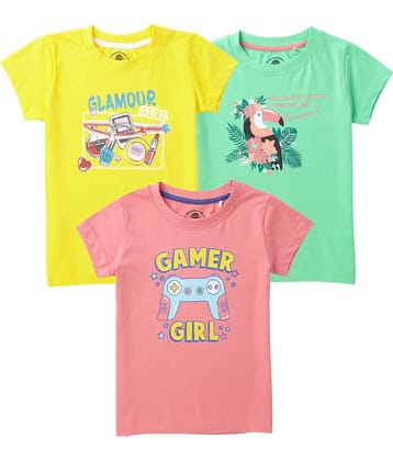 Cub Mcpaws Pack of 3 Girls Cotton T-Shirts ( Multicolor )