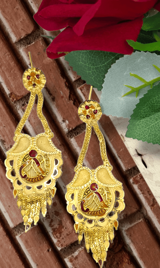 Glamorous Gold Plated Earrings with Sparkling Crystal,22k Gold Plated Earrings with Stunning Crystal Luxury Gold Plated Earrings