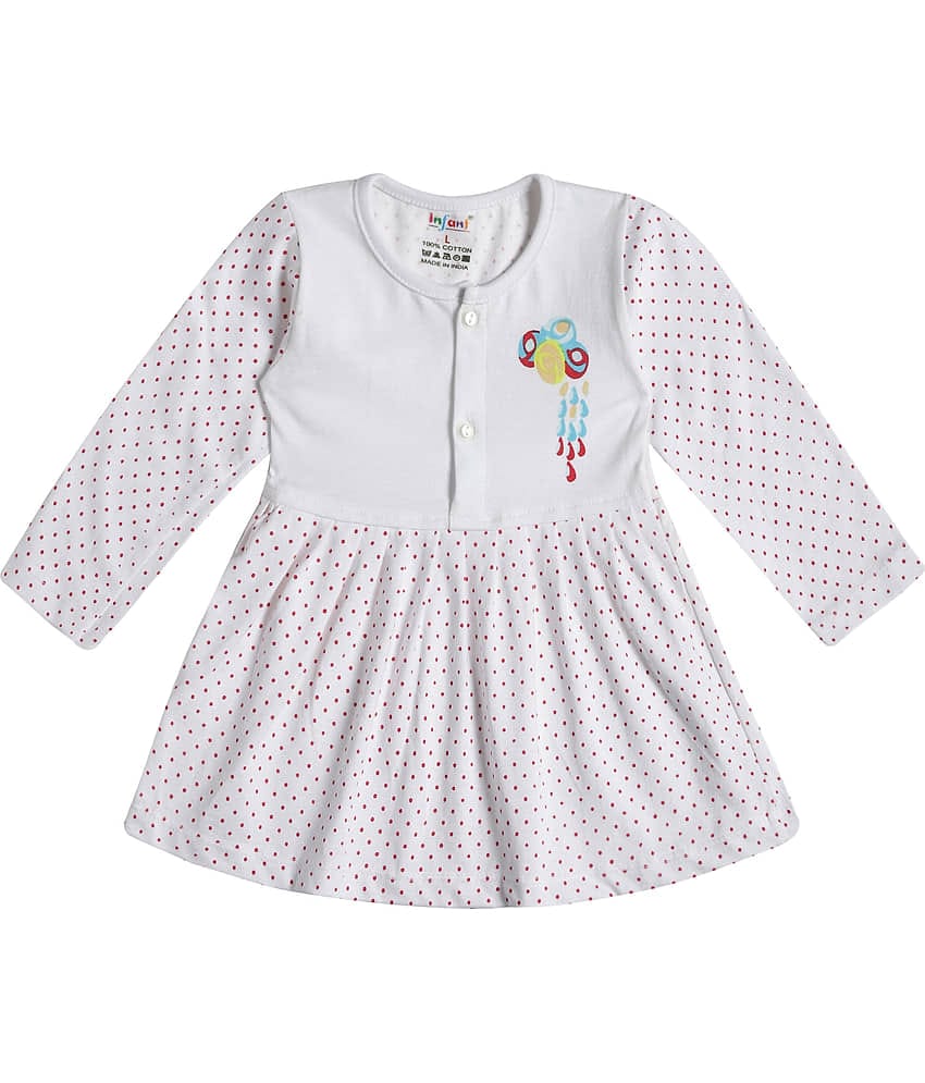 INFANT Pack of 1 Baby Girls Cotton Dress ( White & Red )
