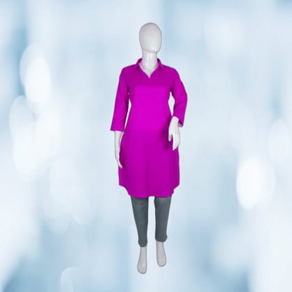 Solid Magenta Cotton Kurti | Breathable Fabric | Casual Ethnic Wear