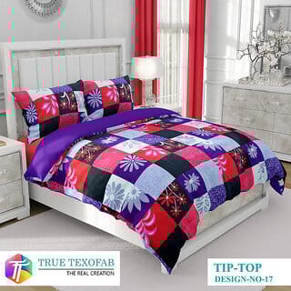 BLACK BEE  Multi colour geometric print double bedsheet with 2 Pillow Covers (208 X 213 cm)(BS32-06)