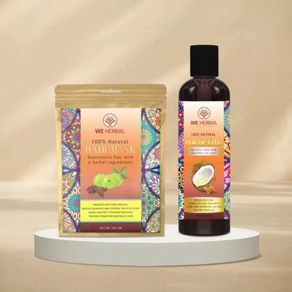 Hair Oil & Herbal Hair Mask Combo-in