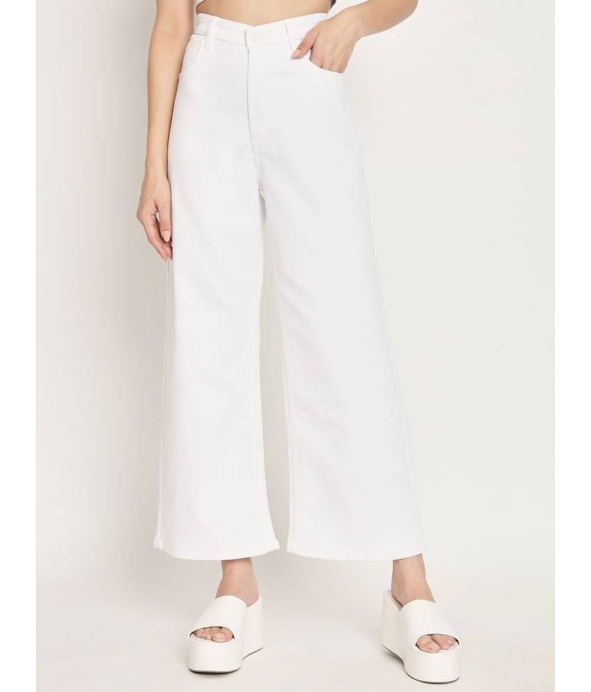 Angel Fab - White Denim Flared Women's Jeans ( Pack of 1 )