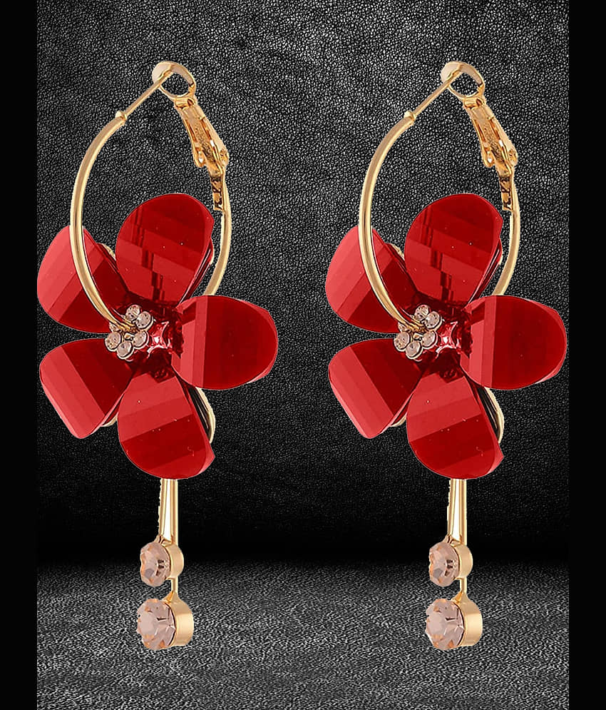 YOUBELLA Red Danglers Earrings ( Pack of 1 )
