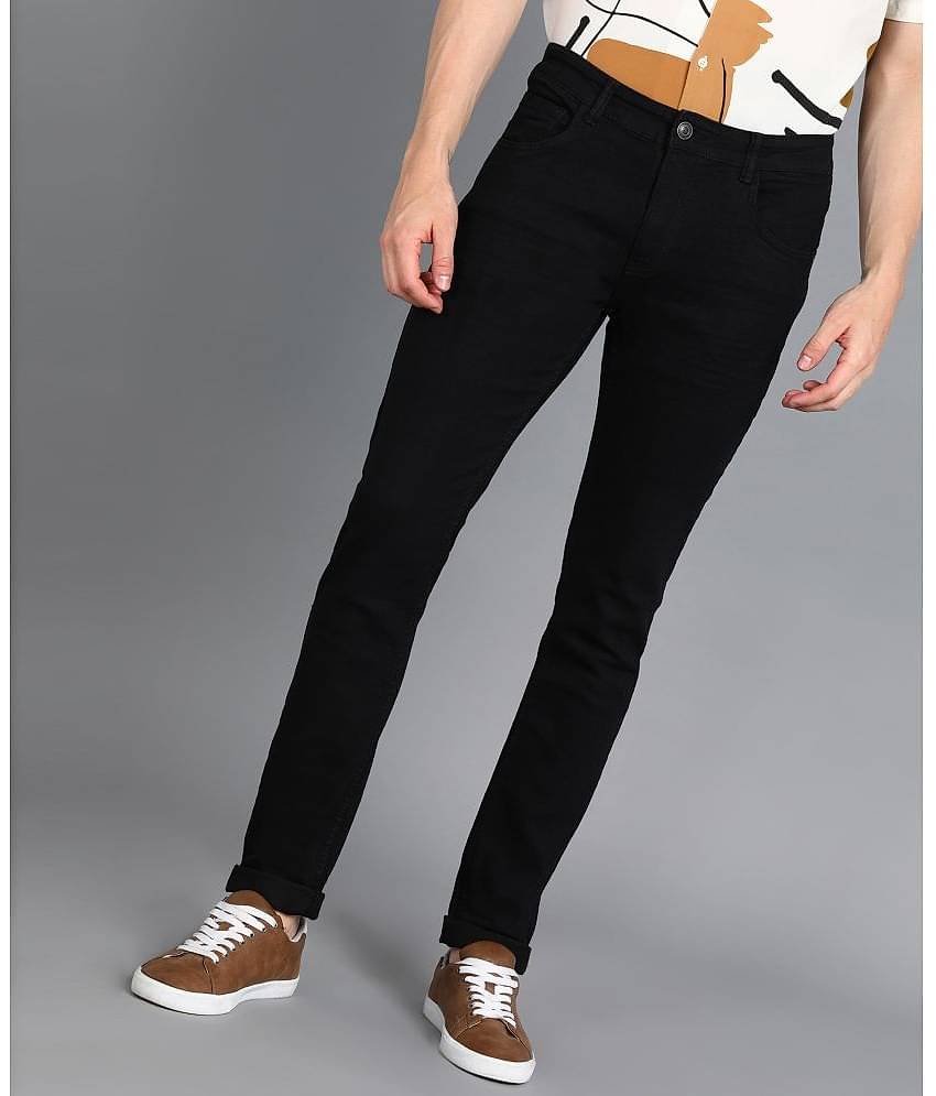 Urbano Fashion Skinny Fit Cuffed Hem Men's Jeans - Black ( Pack of 1 )