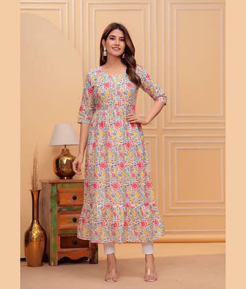 ASHISH PRINT Women Cotton Printed Fit & Flare Dress ( Pink )