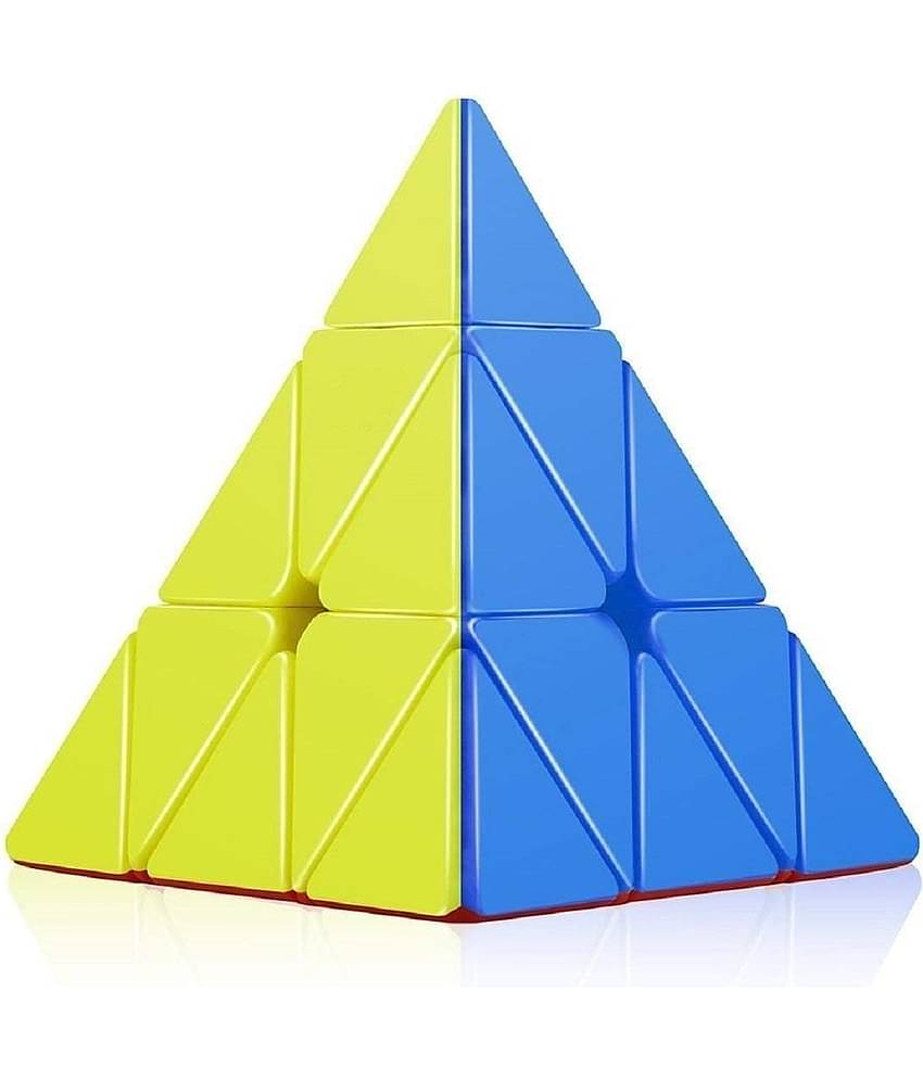 Pyramid Cube 3x3 Super Speed Sticker-Less Triangle Puzzle Cube, Multicolor, Pack of 1
