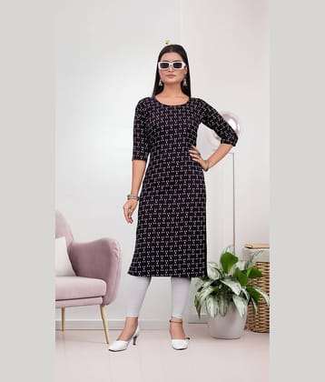 Gilhari Pack of 1 Crepe Printed Straight Women's Kurti - ( Black )