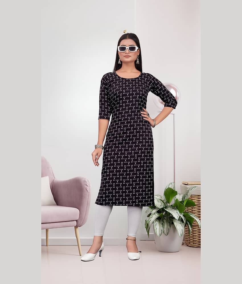 Gilhari Pack of 1 Crepe Printed Straight Women's Kurti - ( Black )