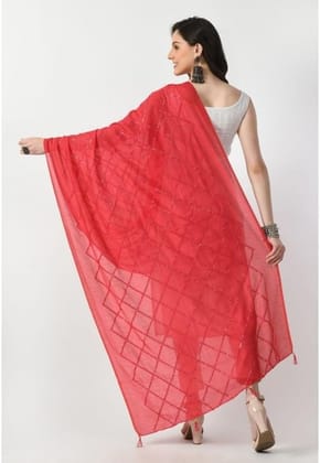 Women's Chanderi Self Degine Dupatta (Rani)-PID51278