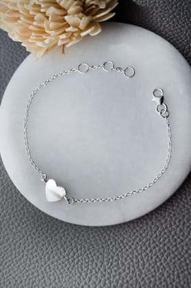 Just A Little Heart Rose Gold Plated Sterling Silver Chain Bracelet-Silver / 6 inches adjustable upto 8 inches