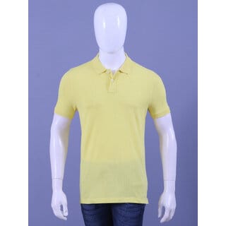 Men's Yellow Enzyme Finish Solid Polo T-Shirt