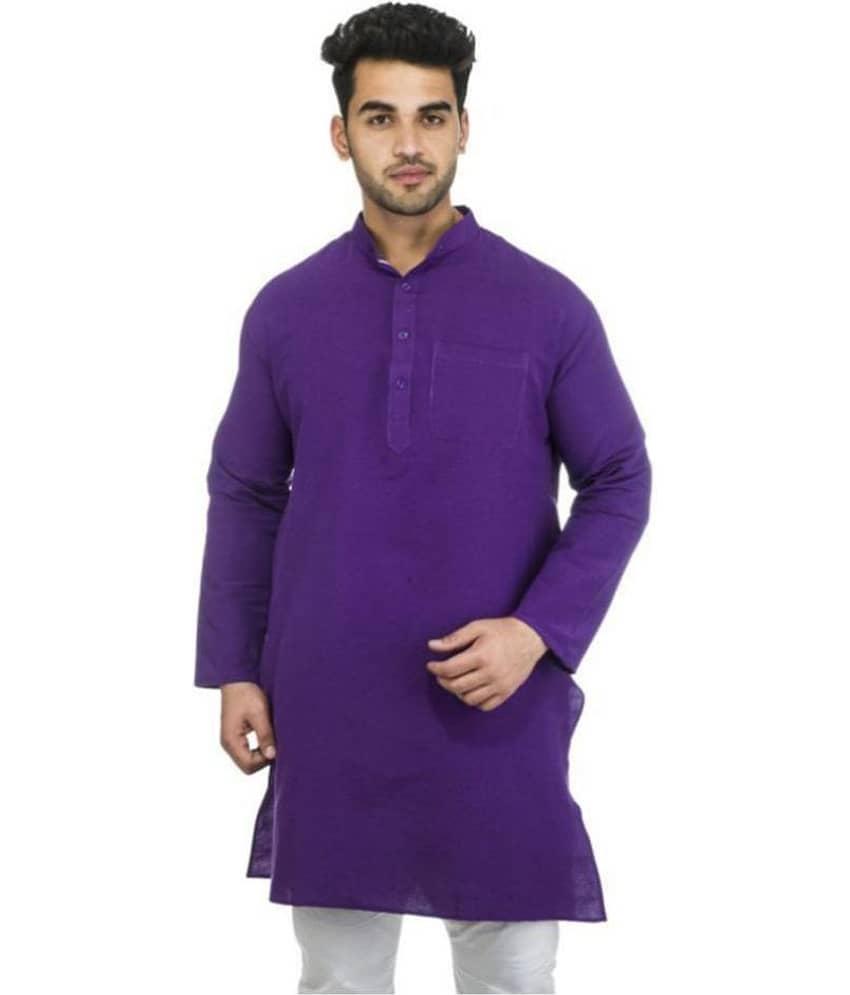 DESHBANDHU DBK Purple 100 Percent Cotton Kurta Single