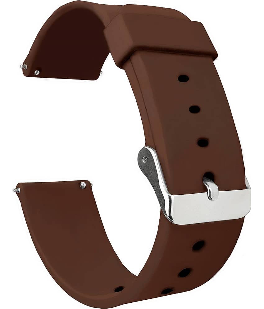 EMPERO 22mm Classic Slim Silicone Belt for Watches Smart Watch Strap  (Brown)