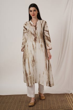 Brown Tie Dye Kurta set of 2-XL