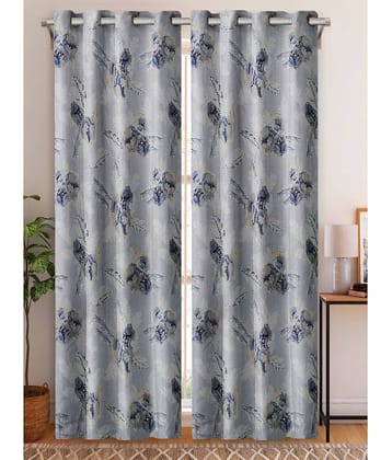 Home Candy Set of 2 Long Door Semi-Transparent Eyelet Polyester Grey Curtains ( 274 x 120 cm )