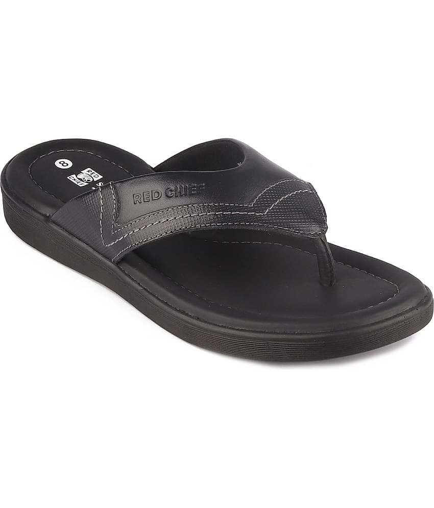 Red Chief - Black Men's Leather Slipper