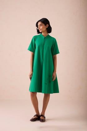 Bright Blessings Mandarin Collar Organic Cotton Dress-3XS