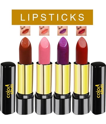 Color Diva Lipstick Red, Brown,Purple, Pink Pack of 4 5 g