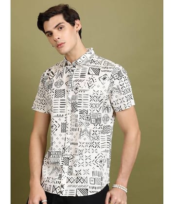 Ketch 100% Cotton Slim Fit Printed Half Sleeves Men's Casual Shirt - Off White ( Pack of 1 )