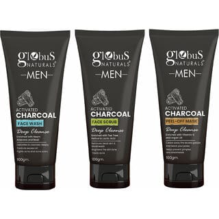 Charcoal Anti-Pollution Face Care Combo For Men, Set of 3 - Face Wash, Face Scrub, Peel Off Mask