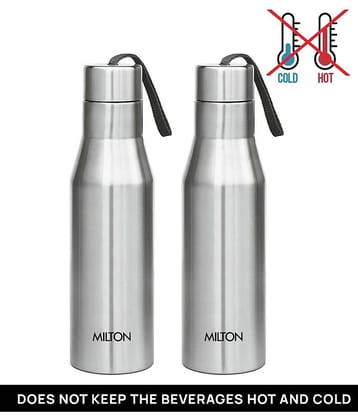 Milton Super 750 Single Wall Stainless Steel Bottle, Set of 2, 650 ml Each, Silver | 100% Leak Proof | Office Bottle | Gym Bottle | Home | Kitchen | Hiking | Treking Bottle | Travel Bottle