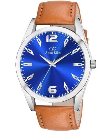AQUA BLISS - Brown Leather Analog Men's Watch