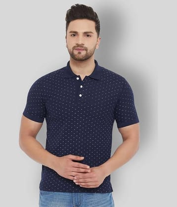 The Million Club Pack of 1 Polyester Regular Fit Printed Half Sleeves Men's Polo T Shirt ( Navy )