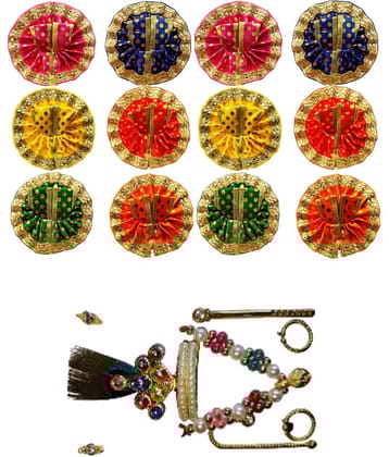 Green Spiritual Laddu Gopal Multicolor Cotton Dress ( Pack of 1 )