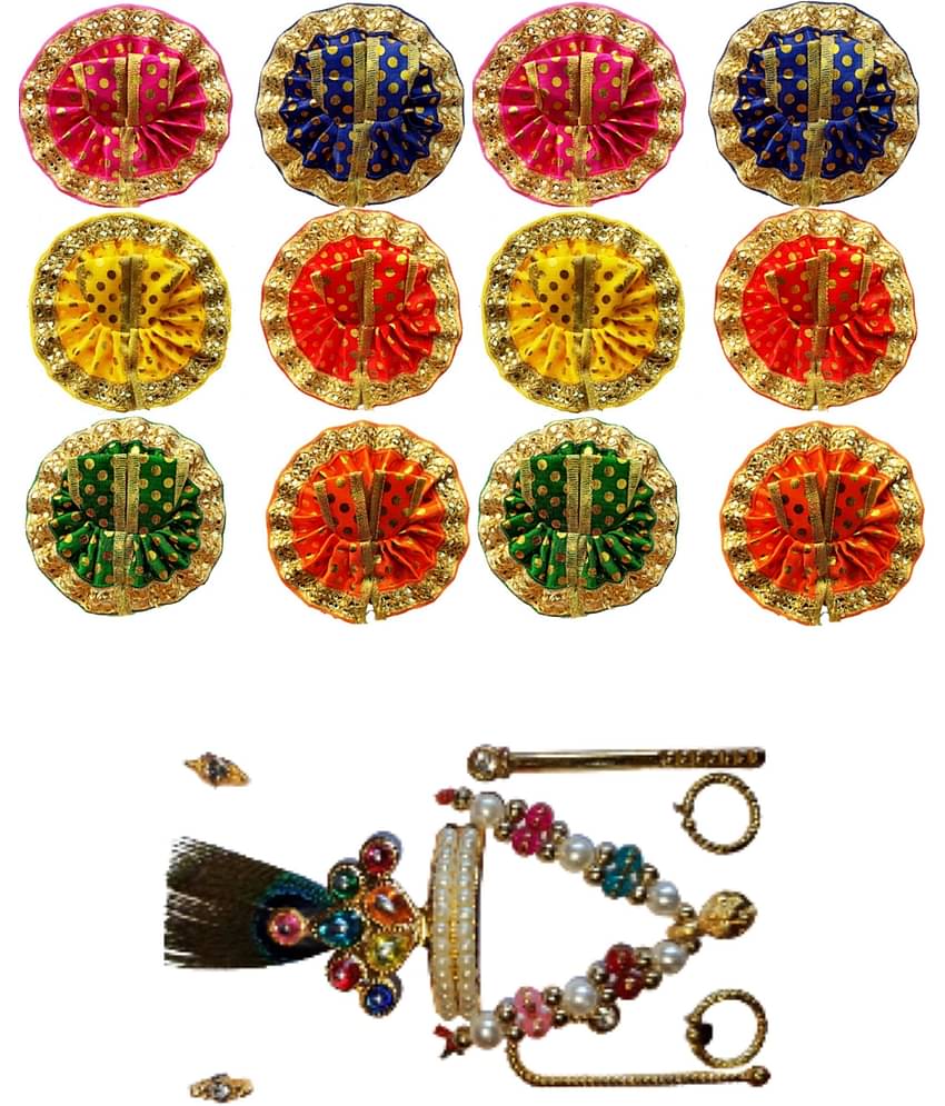 Green Spiritual Laddu Gopal Multicolor Cotton Dress ( Pack of 1 )
