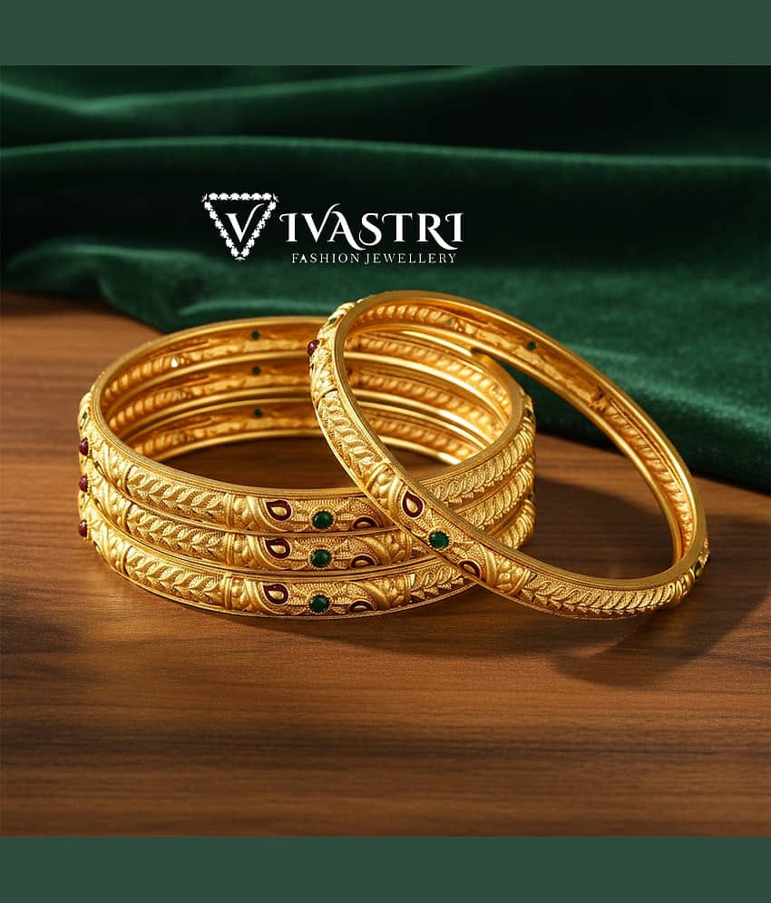 VIVASTRI Gold Bangle Set ( Pack of 4 )