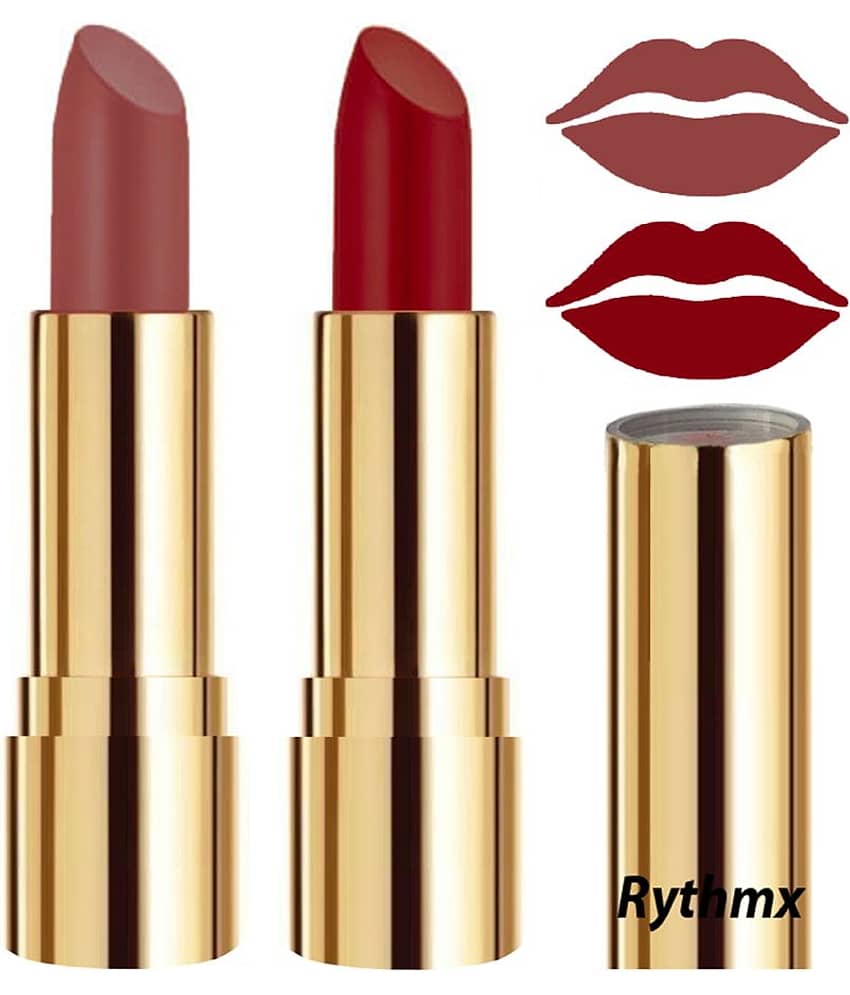 Rythmx Nude,Maroon Matte Creme Lipstick Long Stay on Lips Multi Pack of 2 8 g