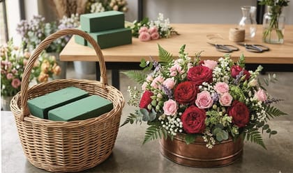 Premium Floral Foam Bricks for Fresh Flower Arrangements - Water Absorbent Green Styrofoam Blocks for DIY Crafts, Wedding Decor, Party Florals & Centerpieces (Pack of 2 Pcs) | Size - 9x2.7x3.8 inches