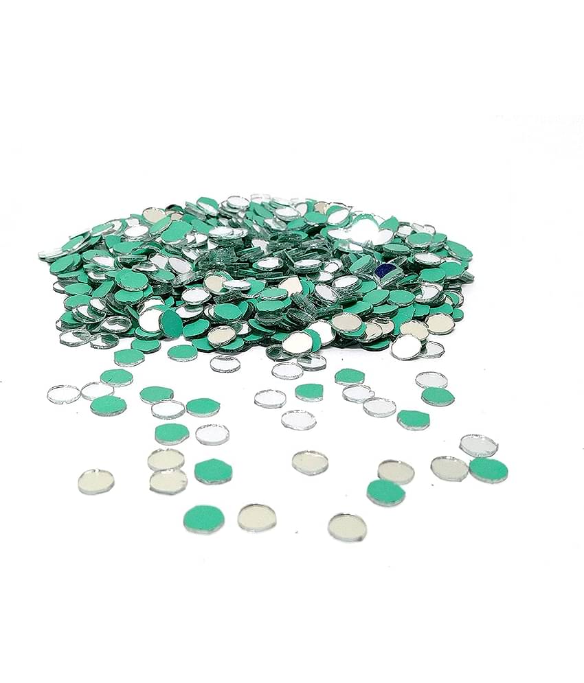 PRANSUNITA - Glass Round Shape Glass Mirror (Pack of 1)