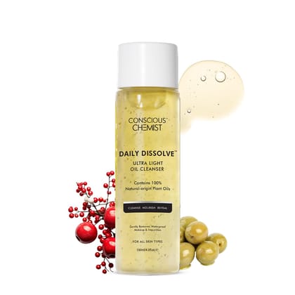 Conscious Chemist Makeup Remover Oil Cleanser|130 Ml|Face Wash, Cleanser Oily Skin, Makeup Remover. Men & Women. Removes Waterproof Makeup, Spf & Impurities. Soft & Glowing Skin - Daily Dissolve Conscious Chemist Makeup Remover Oil Cleanser|130 Ml|Face W