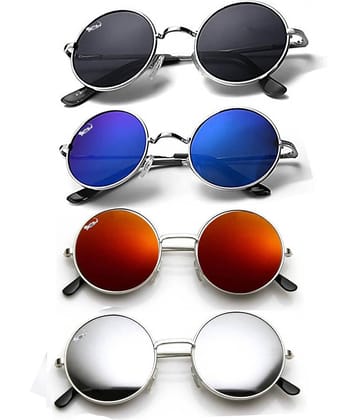 Elligator Silver Round Sunglasses ( Pack of 4 )