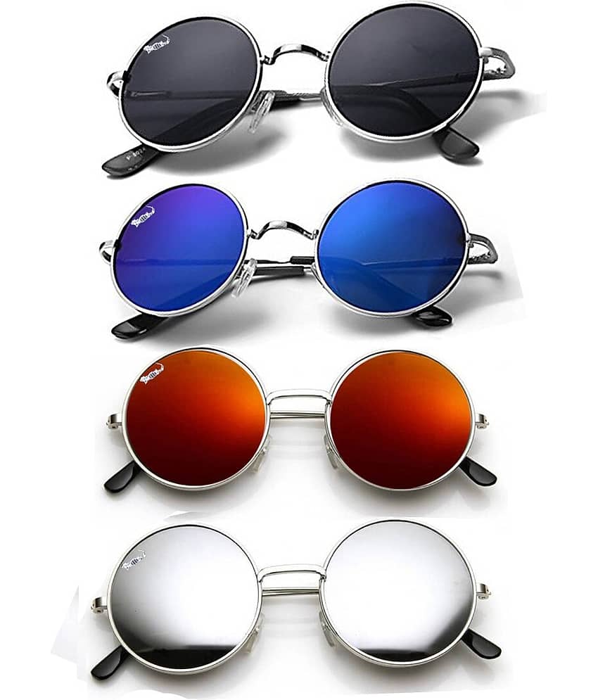 Elligator Silver Round Sunglasses ( Pack of 4 )