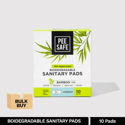 Biodegradable Sanitary Pads - Overnight (Pack of 10) - BULK BUY Biodegradable Sanitary Pads - Overnight (Pack of 10) - BULK BUY - Default Title