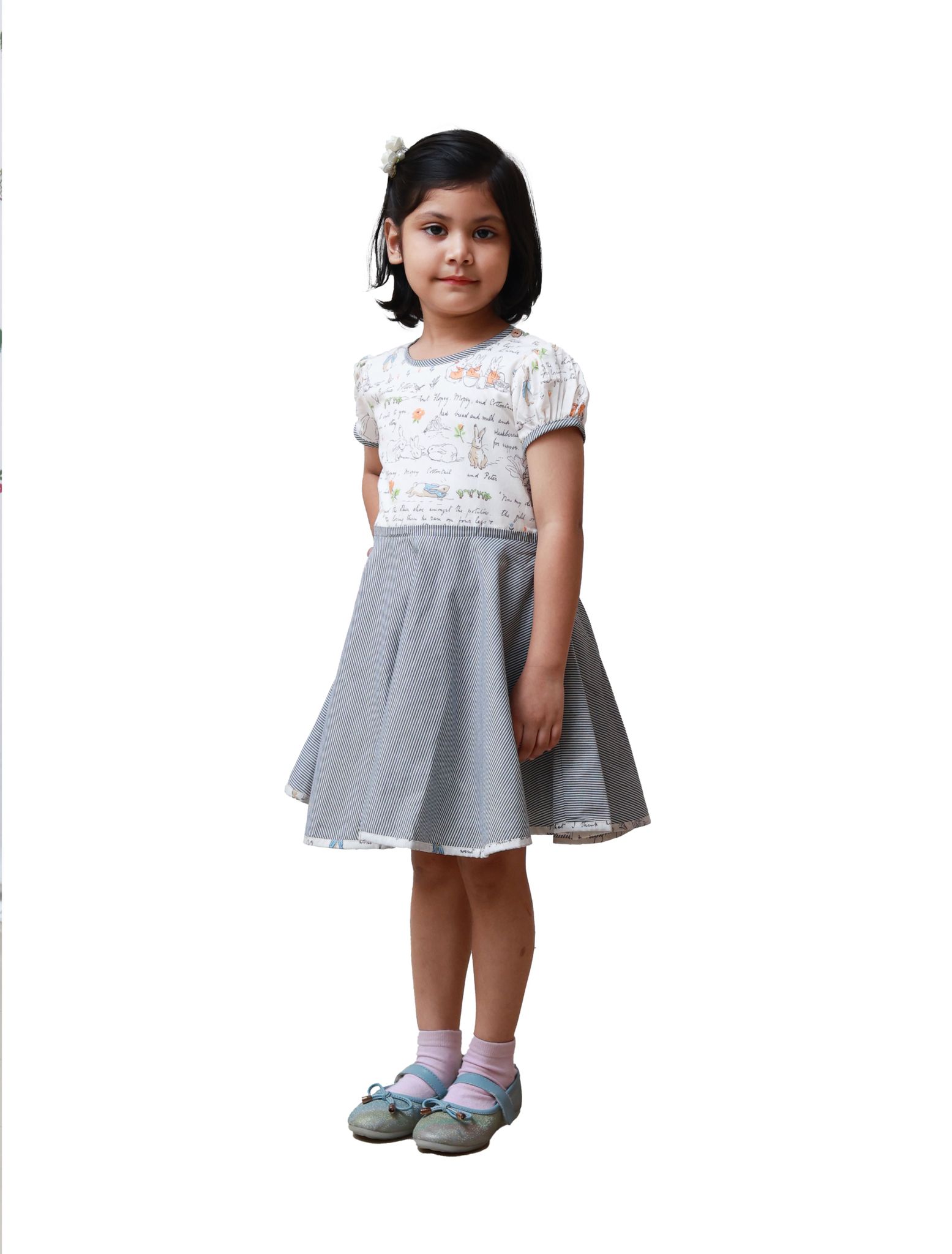 DE CHEVALERiE en Rouge - Clementine Rose Frock  - Blue  5- 6 Years