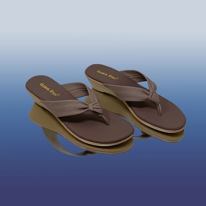 Brown Knotted Wedge Sandals-Brown / 36