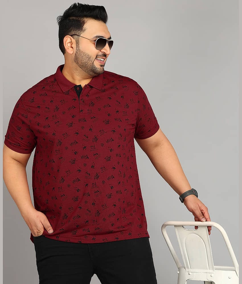 XFOX Pack of 1 Cotton Regular Fit Printed Half Sleeves Men's Polo T Shirt ( Mauve )